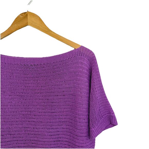 Lauren Ralph Lauren 100% Linen Crochet Knit Top Purple Lavender Spring Size M - Picture 3 of 5